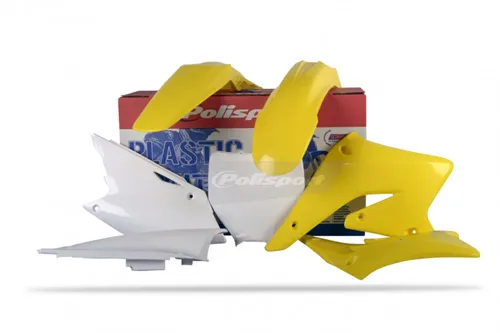 Polisport Plastic Fender Body Kit Set Yellow White KX250F RMZ250