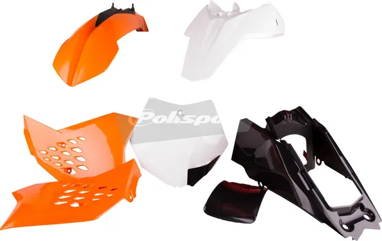 Polisport Plastic Fender Body Kit Set Orange White KTM 65