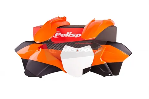 Polisport Plastic Fender Body Kit Set Orange Black White