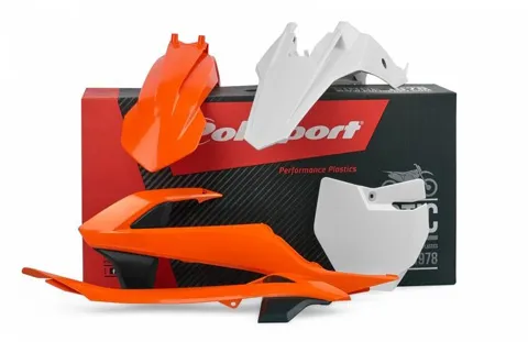 Polisport Plastic Fender Body Kit Set Orange White KTM 65