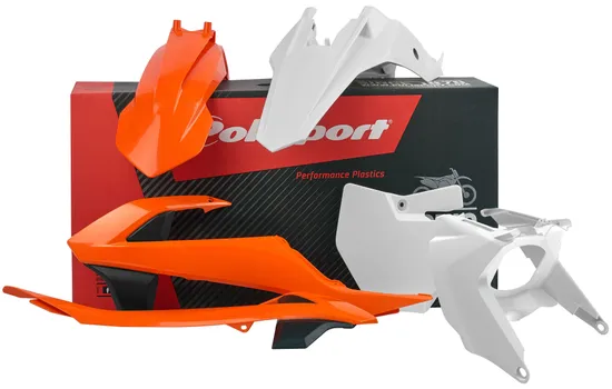 Polisport Plastic Fender Body Kit Set Orange White KTM 65