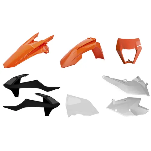 Polisport Enduro Plastic Fender Body Kit Set Orange Black White
