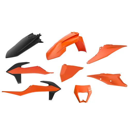 Polisport Plastic Fender Body Kit Set Orange Black wo Headlight Mask