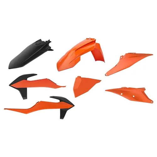 Polisport Plastic Fender Body Kit Set Orange Black wo Headlight Mask