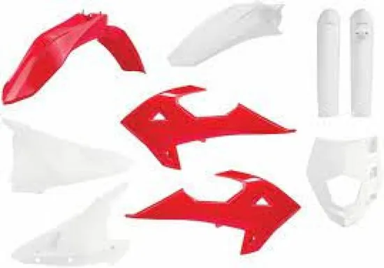 Polisport Plastic Fender Body Kit Set White Red 2