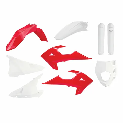 Polisport Plastic Fender Body Kit Set White Red 1