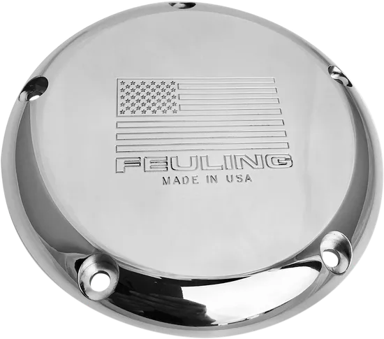 Feuling Polished Derby Cover w Engraved Flag