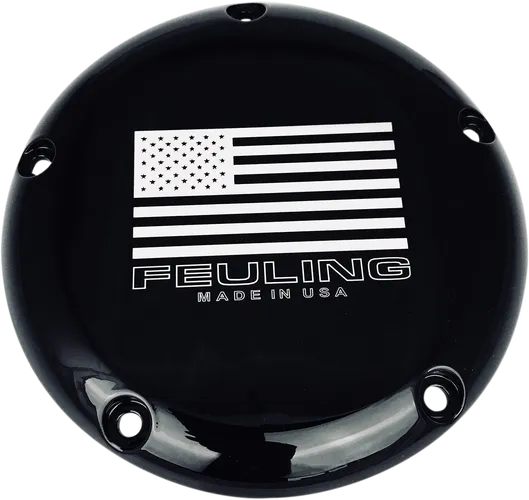 Feuling Black Derby Cover w Laser Engraved Flag