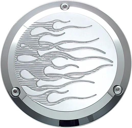Joker Billet Aluminum Derby Cover Flame Chrome w Mount