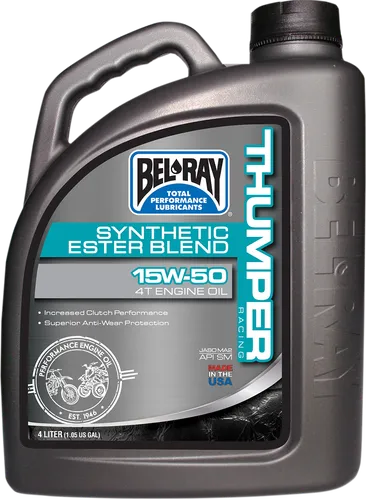 Bel Ray Thumper Synthertic Ester Blend Engine Motor Oil 15W50 4 Liter Bottle