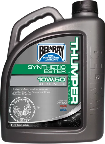 Bel Ray Thumper Synthertic Ester Engine Motor Oil 10W50 4 Liter Bottle