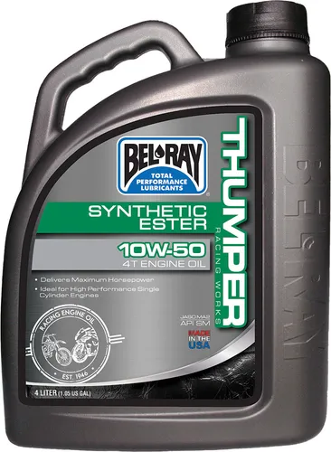 Bel Ray Thumper Synthertic Ester Engine Motor Oil 10W50 4 Liter Bottle