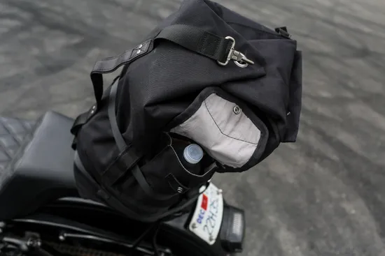Burly Black Cotton Canvas Voyager Sissy Bar Backpack