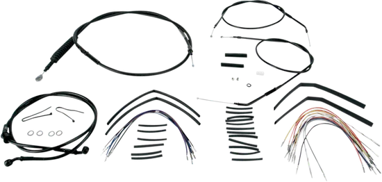 Burly 14in Black Vinyl Ape Hanger Control Kit