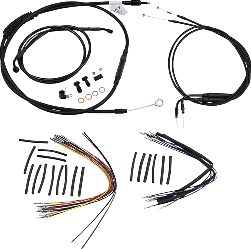 Burly 14in Black Vinyl Ape Hanger Control Kit