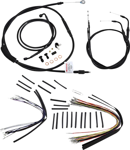 Burly 14in Black Vinyl Ape Hanger Control Kit