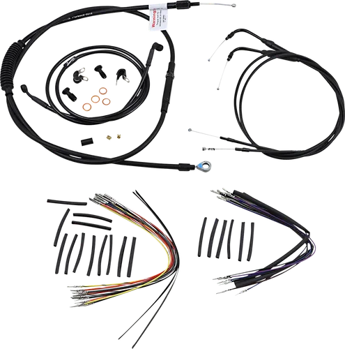 Burly 14in Black Vinyl Ape Hanger Control Kit