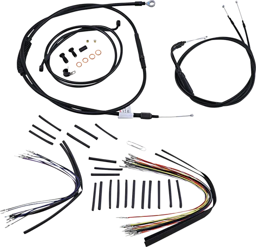 Burly 14in Black Vinyl Ape Hanger Control Kit