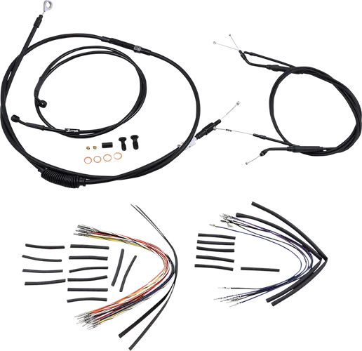 Burly 14in Black Vinyl Ape Hanger Control Kit