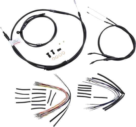 Burly 14in Black Vinyl Ape Hanger Control Kit