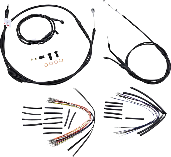 Burly 16in Black Vinyl Ape Hanger Control Kit