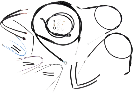 Burly 14in Black Vinyl Ape Hanger Control Kit