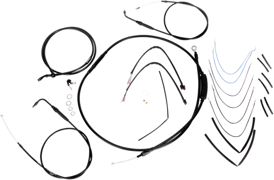 Burly 14in Black Vinyl Ape Hanger Control Kit wo ABS