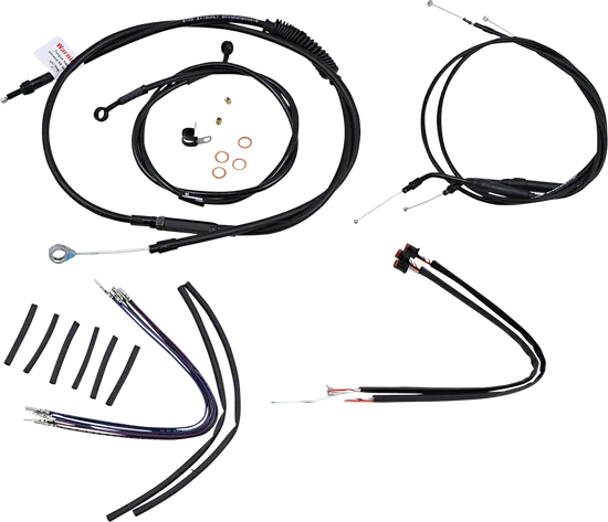 Burly 12in Black Vinyl Ape Hanger Control Kit wo ABS