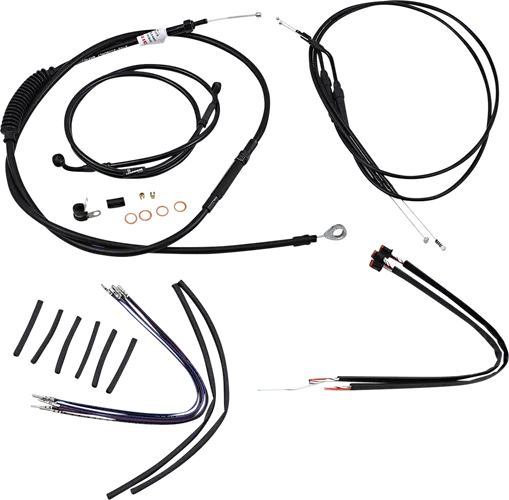 Burly 14in Black Vinyl Ape Hanger Control Kit wo ABS