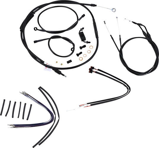 Burly 12in Black Vinyl Ape Hanger Control Kit w ABS