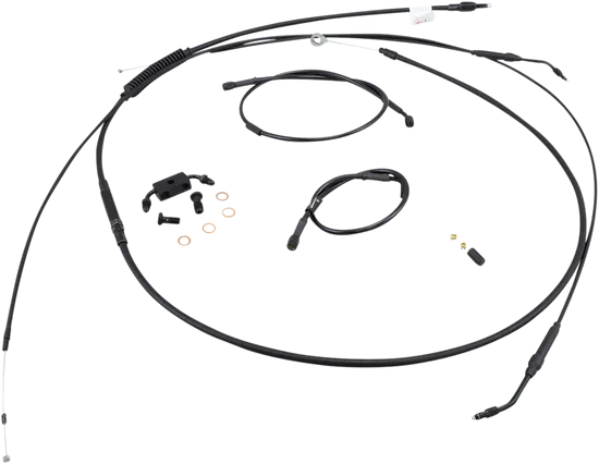 Burly 14in Black Vinyl Ape Hanger Control Kit w ABS