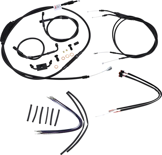 Burly 16in Black Vinyl Ape Hanger Control Kit w ABS