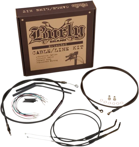 Burly 16in Black Vinyl Ape Hanger Control Kit w ABS