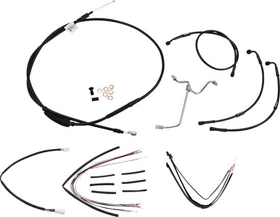 Burly 16in Black Vinyl Ape Hanger Control Kit wo ABS