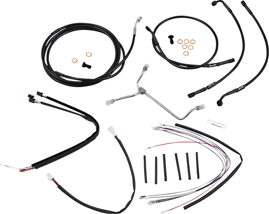 Burly 16in Black Vinyl Ape Hanger Control Kit wo ABS