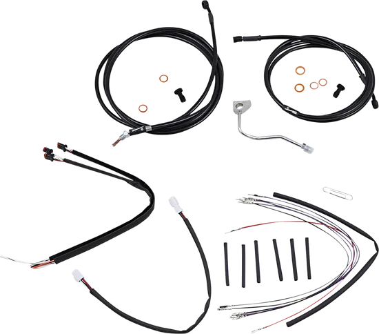 Burly 18in Black Vinyl Ape Hanger Control Kit w ABS