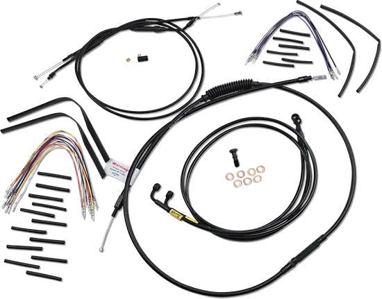 Burly 12in Black Vinyl Ape Hanger Control Kit wo ABS