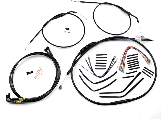 Burly 14in Black Vinyl Ape Hanger Control Kit