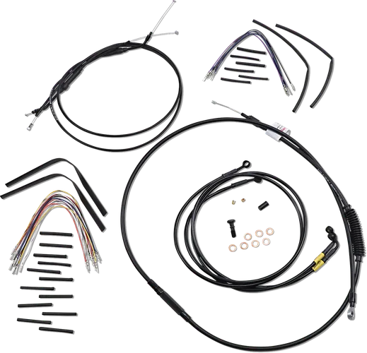 Burly 16in Black Vinyl Ape Hanger Control Kit wo ABS