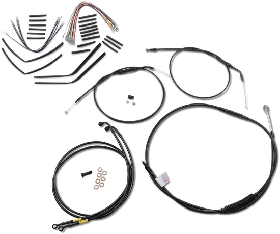 Burly 14in Black Vinyl Ape Hanger Control Kit