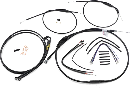 Burly 12in Black Vinyl Ape Hanger Control Kit wo ABS