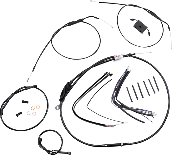 Burly 12in Black Vinyl Ape Hanger Control Kit w ABS