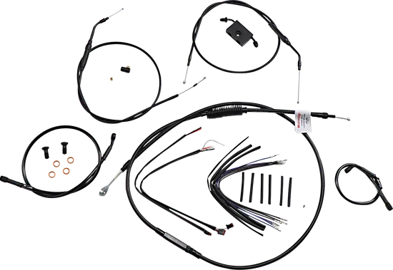 Burly 14in Extended Black Vinyl Ape Hanger Control Kit w ABS