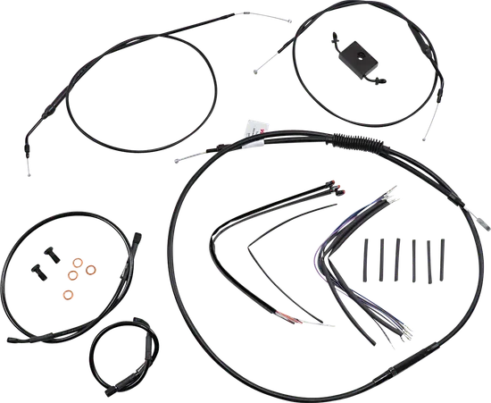 Burly 16in Extended Black Vinyl Ape Hanger Control Kit w ABS