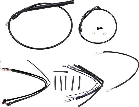 Burly 12in Black Vinyl Ape Hanger Control Kit w ABS