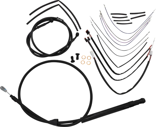 Burly 14in Black Vinyl Ape Hanger Control Kit wo ABS