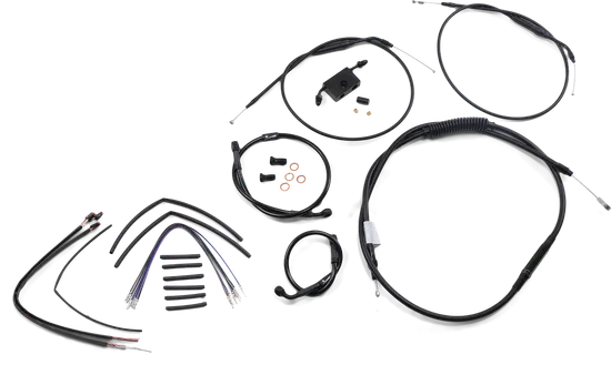 Burly 12in Extended Black Vinyl T Bar Control Kit w ABS