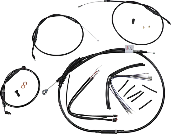 Burly 14in Extended Black Vinyl T Bar Control Kit w ABS Dual Disc