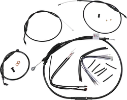 Burly 14in Extended Black Vinyl T Bar Control Kit w ABS Dual Disc