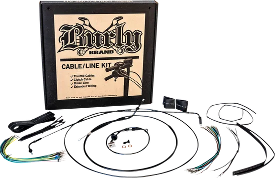 Burly 12in Extended Black Ape Hanger Control Kit